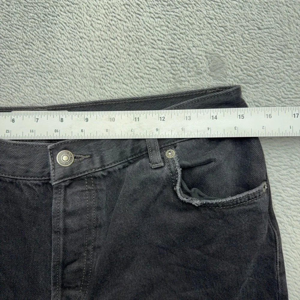 Free People Jeans Womens 27 Black We The Free Distressed Straight Leg Raw Hem